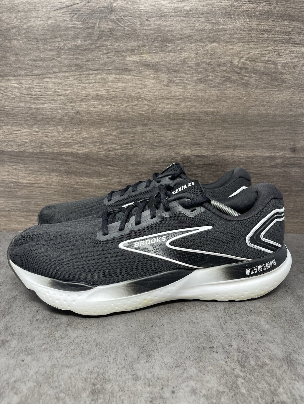 Brooks Glycerin 21 Mens Size 12 Wide 2E DNA LOFT v3 Cushioning Black White